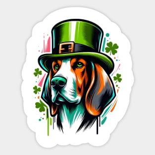 American English Coonhound in Saint Patrick's Day Spirit Sticker